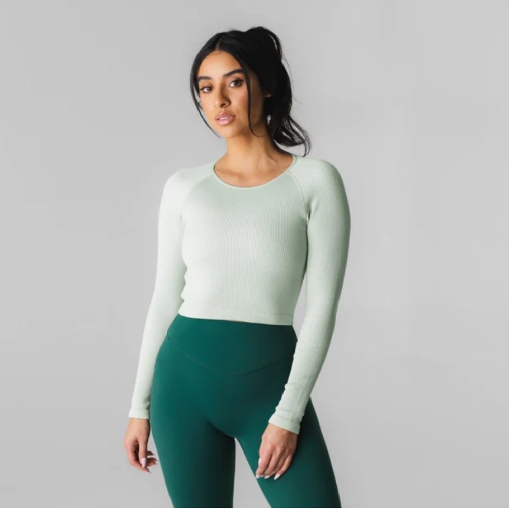 PURPLE Vitality Synergy Open Back Cropped Ribbed Long Sleeve